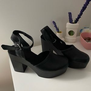 Black clog heels